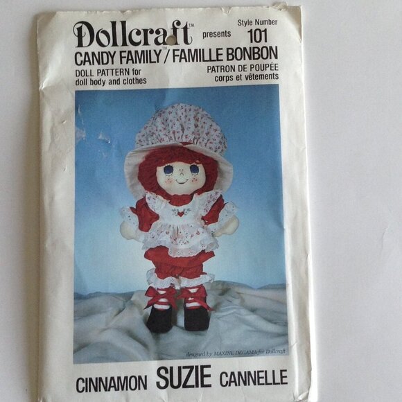 Dollcraft Uncut Pattern # 101 Vintage 1982 Candy Family Cinnamon Suzie Rag Doll - Picture 1 of 7